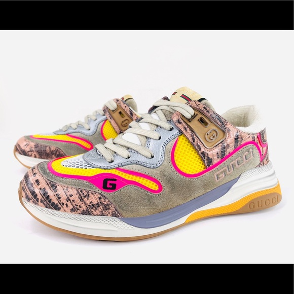 Used GUCCI Ultrapace Snake Leather Distressed Sneakers - Picture 12 of 14